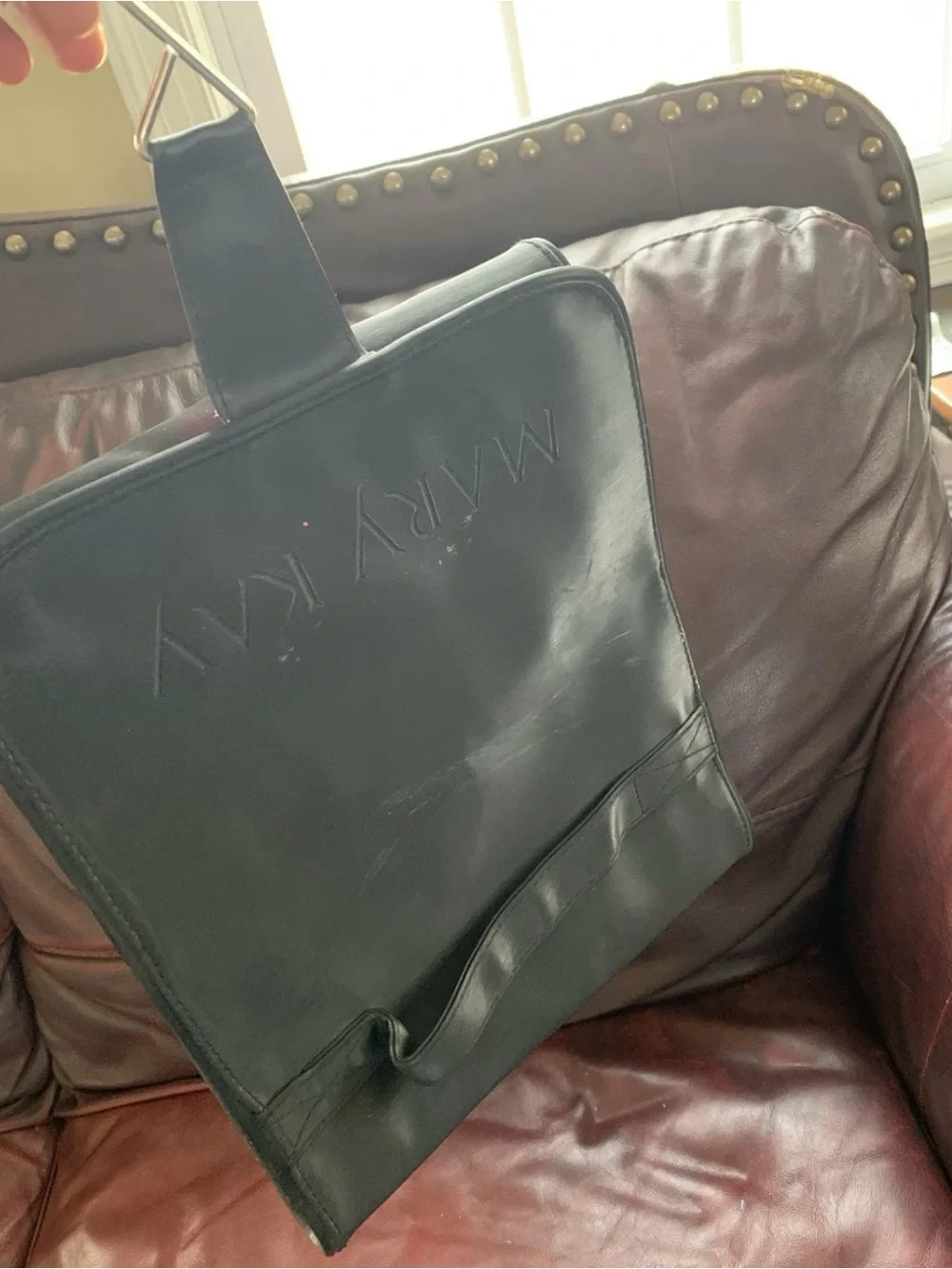 Vintage Mary Kay Hanging Makeup Travel Case Black Vinyl 4 Zip Pouches 30” x 9”
